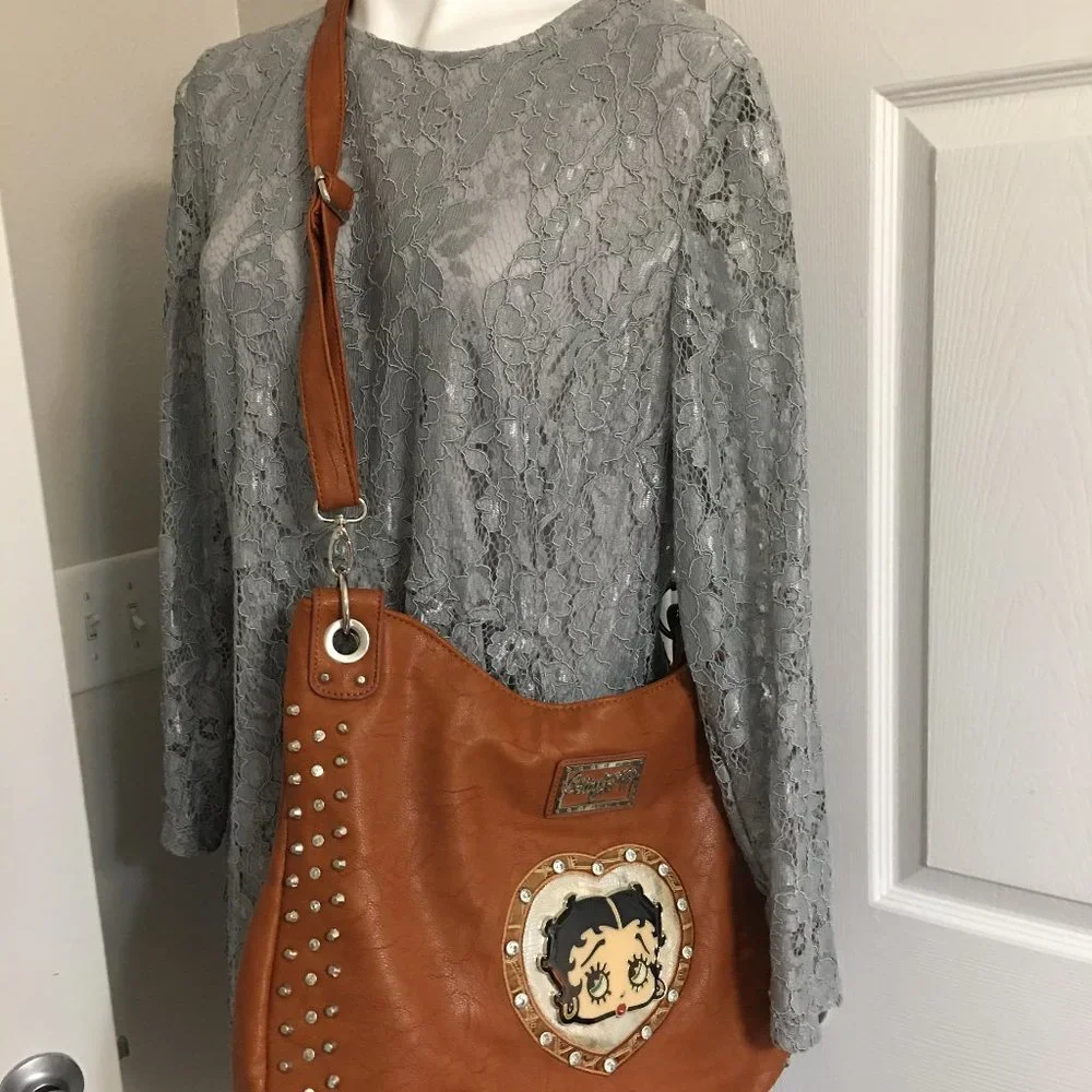 Betty Boop Faux Leather Brown Purse 17x12 - LAST ONE